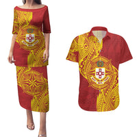 Personalised Kolisi Tonga Atele Couples Matching Puletasi and Hawaiian Shirt Since 1882 Simple Ngatu Pattern LT9 Gold - Polynesian Pride