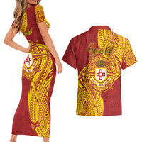 Personalised Kolisi Tonga Atele Couples Matching Short Sleeve Bodycon Dress and Hawaiian Shirt Since 1882 Simple Ngatu Pattern LT9 - Polynesian Pride