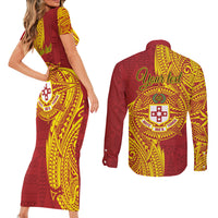 Personalised Kolisi Tonga Atele Couples Matching Short Sleeve Bodycon Dress and Long Sleeve Button Shirt Since 1882 Simple Ngatu Pattern LT9 - Polynesian Pride