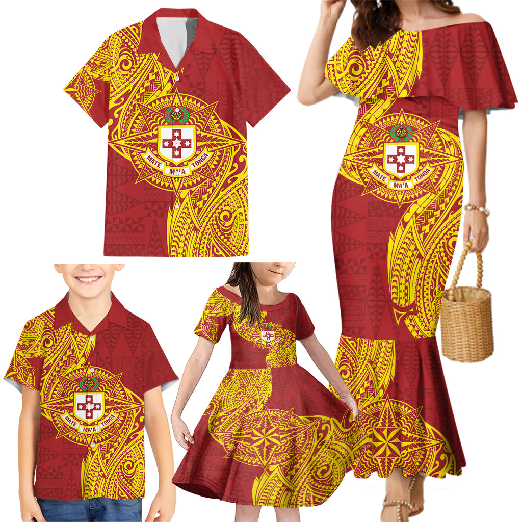 Personalised Kolisi Tonga Atele Family Matching Mermaid Dress and Hawaiian Shirt Since 1882 Simple Ngatu Pattern