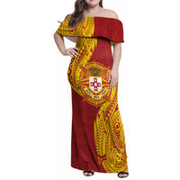 Personalised Kolisi Tonga Atele Family Matching Off Shoulder Maxi Dress and Hawaiian Shirt Since 1882 Simple Ngatu Pattern