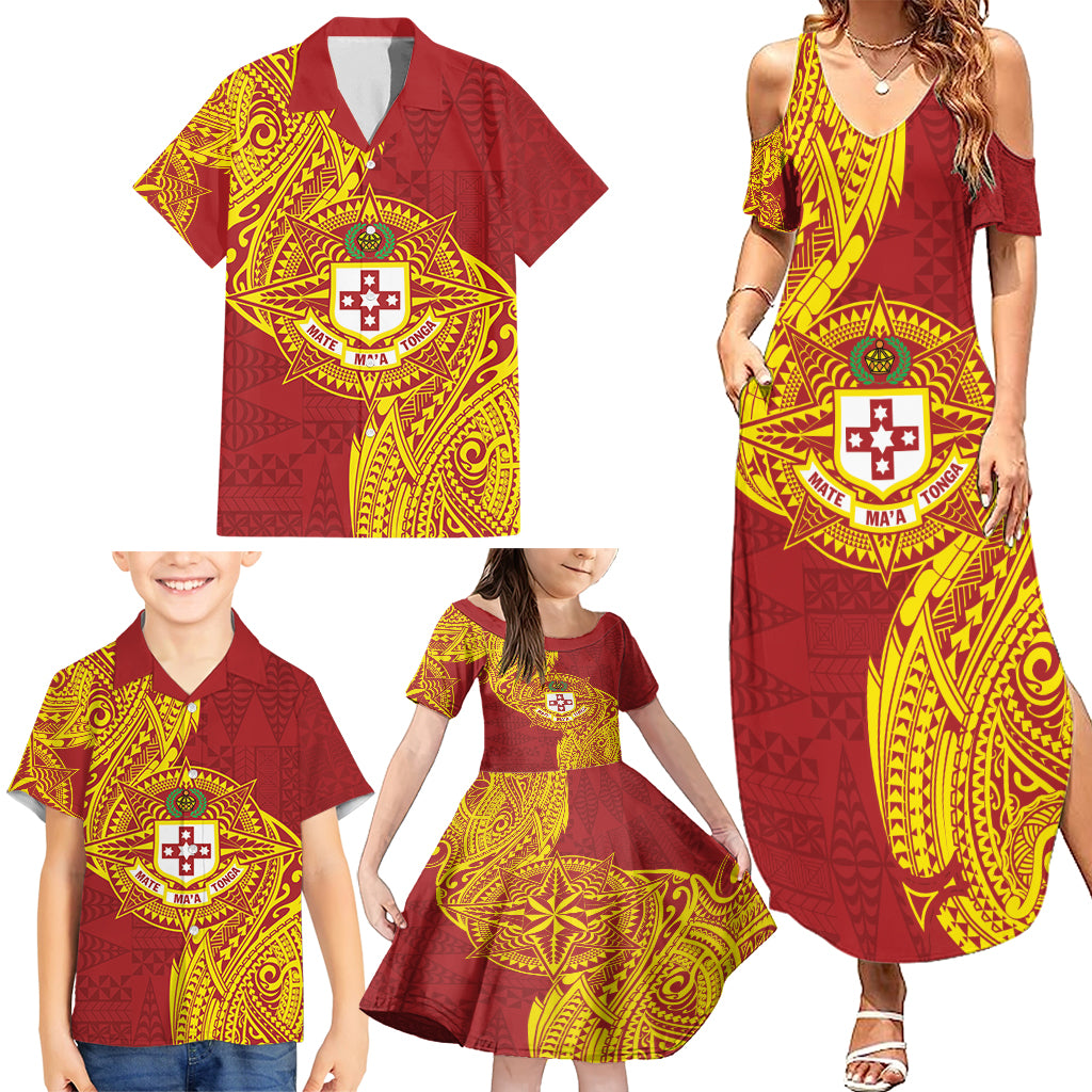 Personalised Kolisi Tonga Atele Family Matching Summer Maxi Dress and Hawaiian Shirt Since 1882 Simple Ngatu Pattern