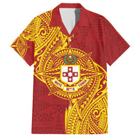Personalised Kolisi Tonga Atele Family Matching Summer Maxi Dress and Hawaiian Shirt Since 1882 Simple Ngatu Pattern LT9 Dad's Shirt - Short Sleeve Gold - Polynesian Pride