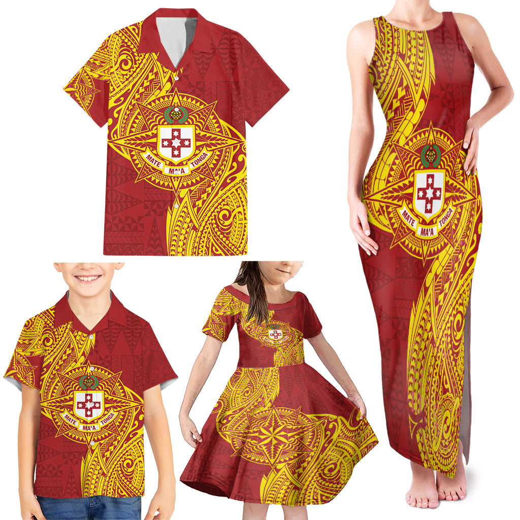 Personalised Kolisi Tonga Atele Family Matching Tank Maxi Dress and Hawaiian Shirt Since 1882 Simple Ngatu Pattern LT9 - Polynesian Pride