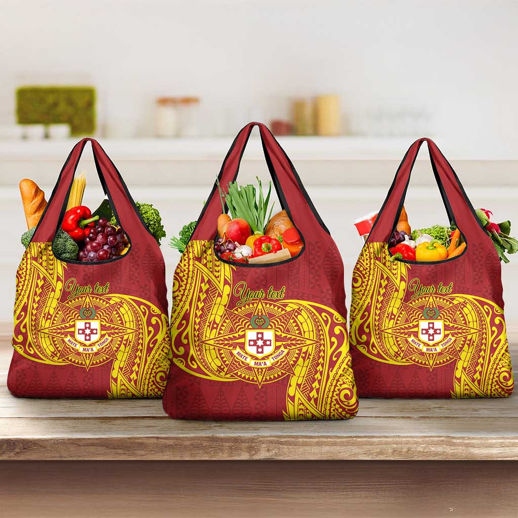 Personalised Kolisi Tonga Atele Grocery Bag Since 1882 Simple Ngatu Pattern LT9 3-pack One Size Gold - Polynesian Pride