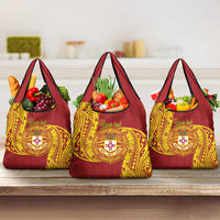 Personalised Kolisi Tonga Atele Grocery Bag Since 1882 Simple Ngatu Pattern LT9 3-pack One Size Gold - Polynesian Pride