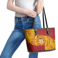 Personalised Kolisi Tonga Atele Leather Tote Bag Since 1882 Simple Ngatu Pattern LT9 - Polynesian Pride