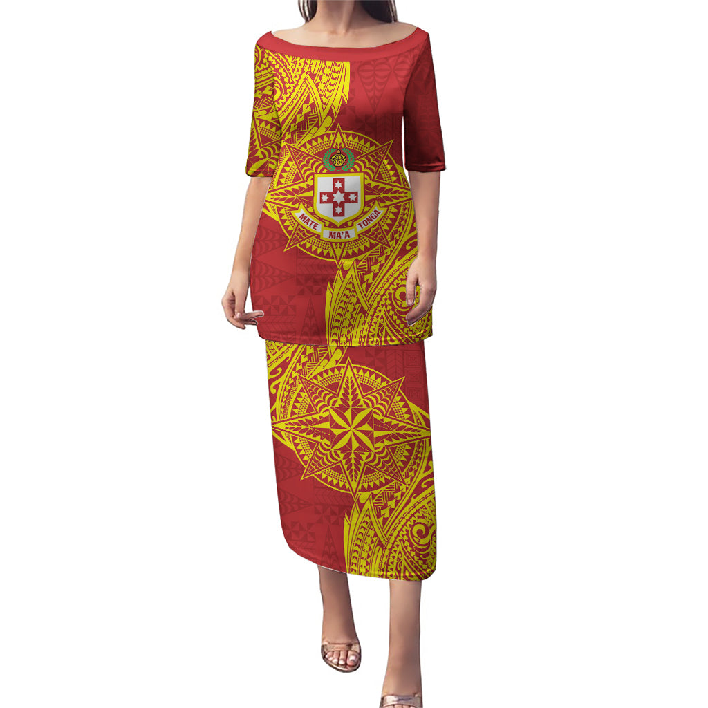 Personalised Kolisi Tonga Atele Puletasi Since 1882 Simple Ngatu Pattern LT9 Long Dress Gold - Polynesian Pride