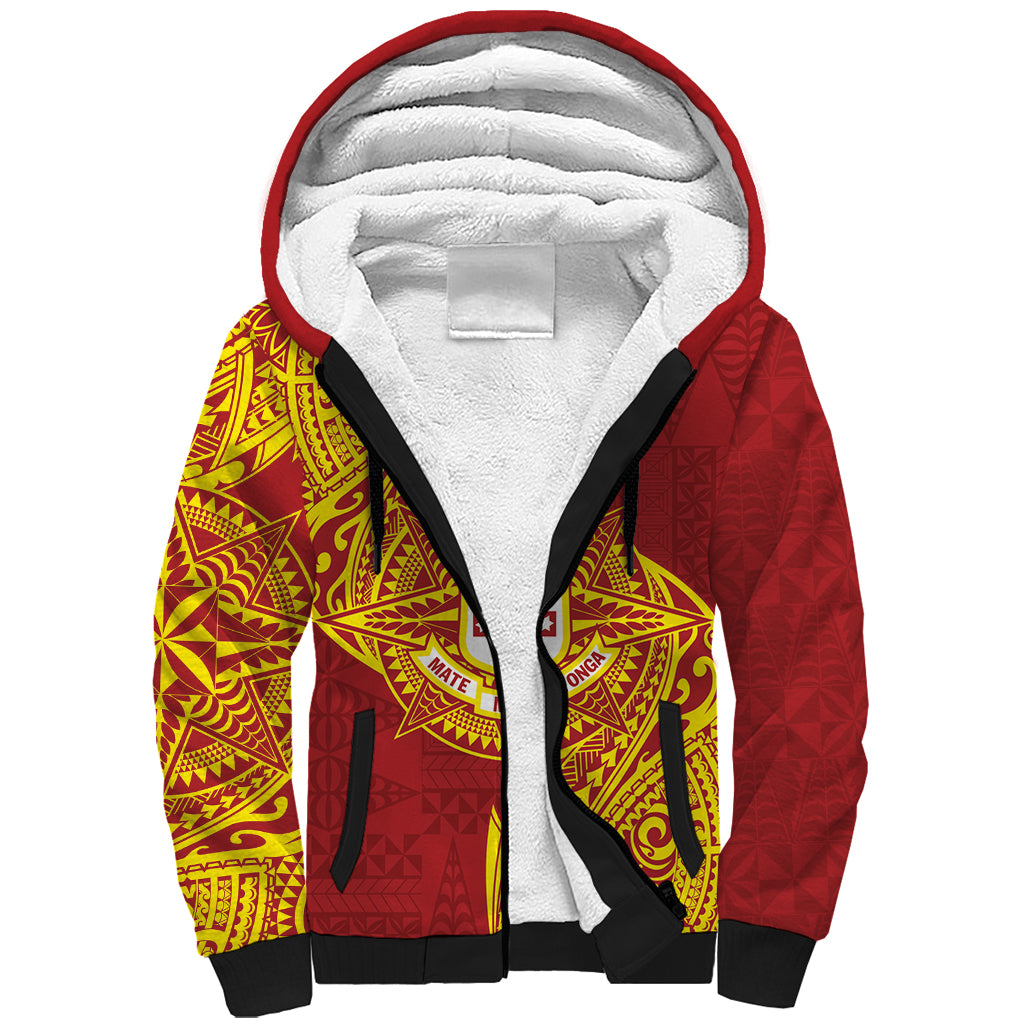 Personalised Kolisi Tonga Atele Sherpa Hoodie Since 1882 Simple Ngatu Pattern LT9 Unisex Gold - Polynesian Pride