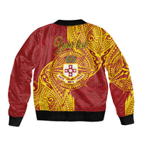 Personalised Kolisi Tonga Atele Sleeve Zip Bomber Jacket Since 1882 Simple Ngatu Pattern LT9 - Polynesian Pride