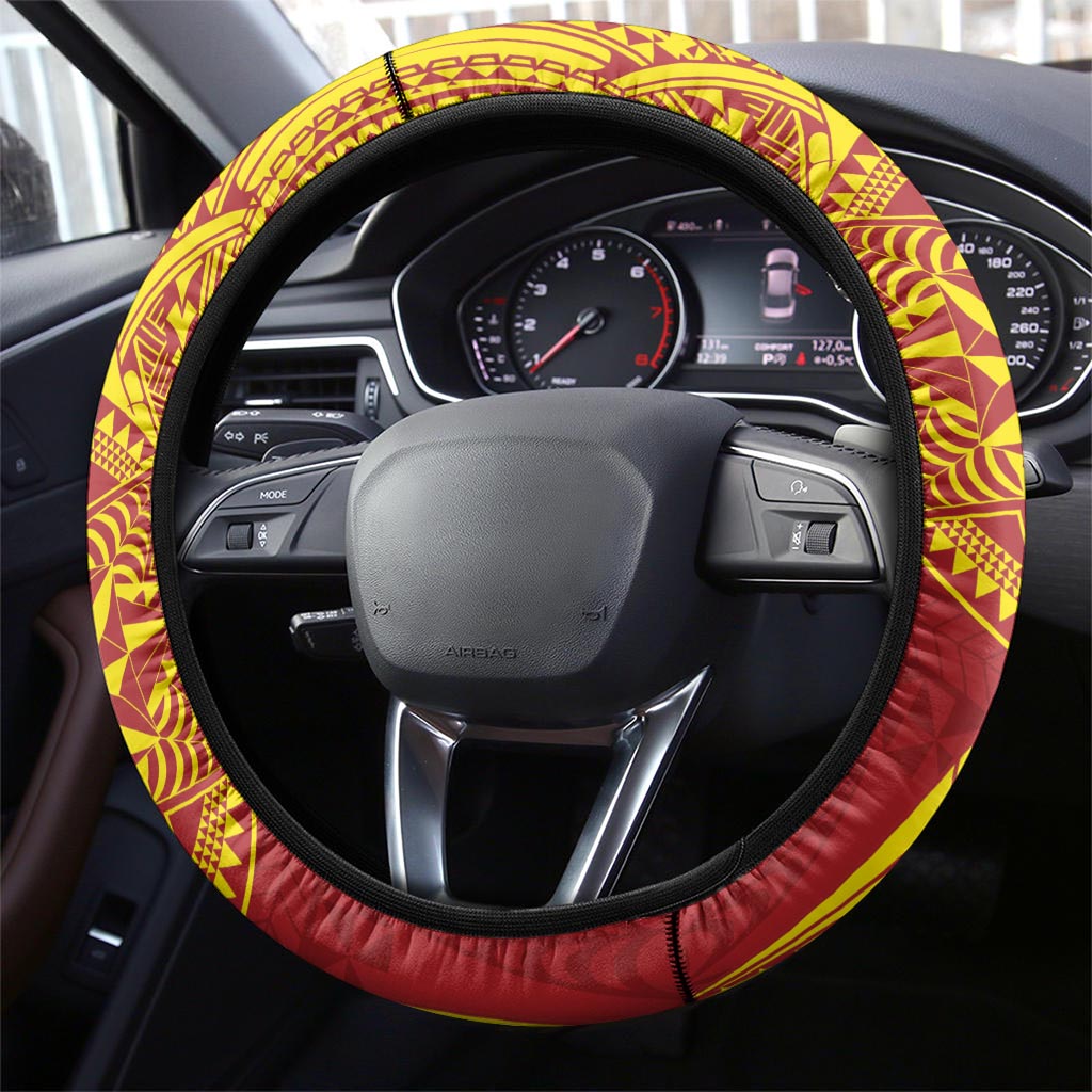 Kolisi Tonga Atele Steering Wheel Cover Since 1882 Simple Ngatu Pattern LT9 - Polynesian Pride