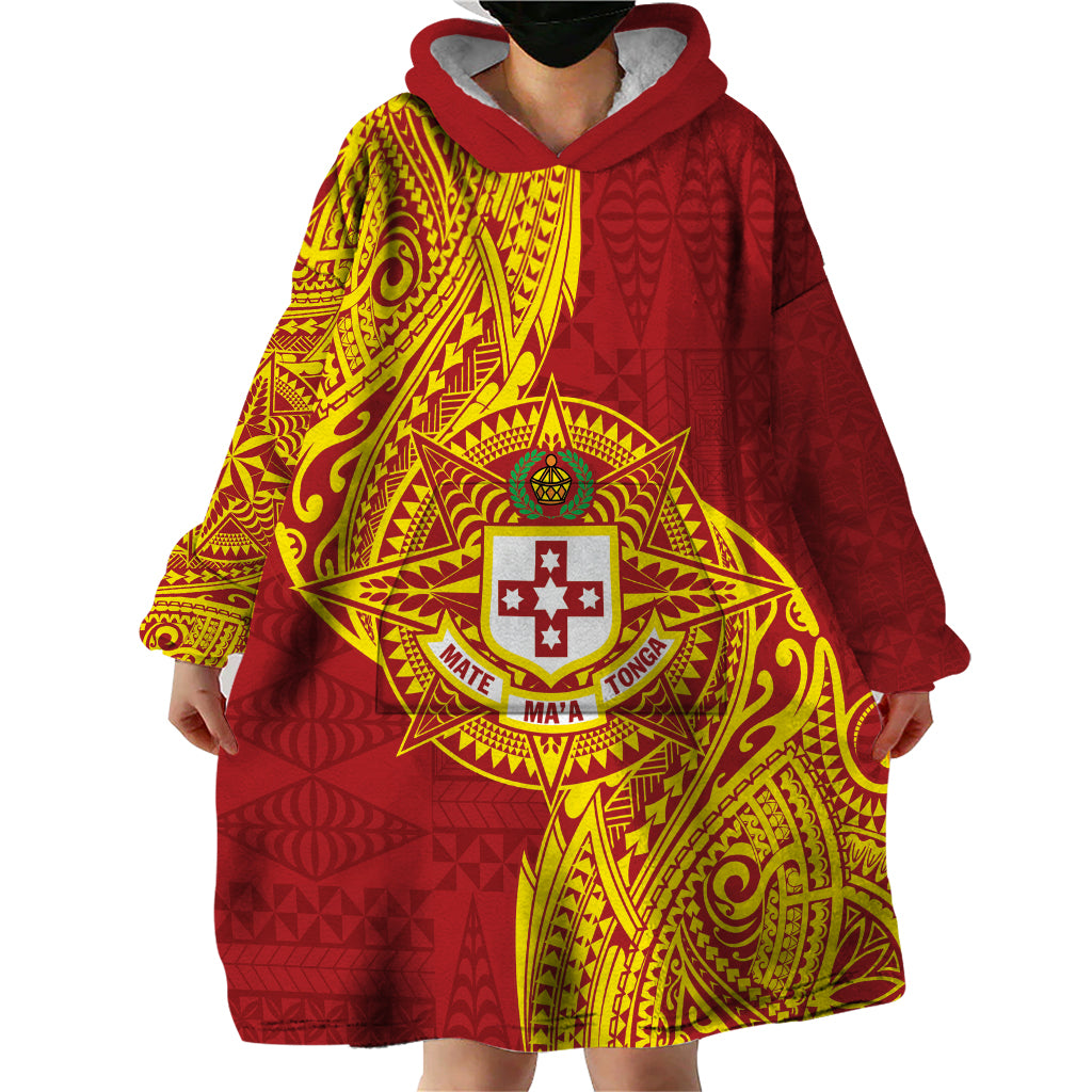 Personalised Kolisi Tonga Atele Wearable Blanket Hoodie Since 1882 Simple Ngatu Pattern