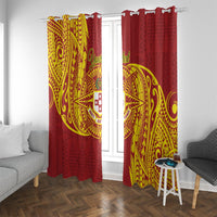 Personalised Kolisi Tonga Atele Window Curtain Since 1882 Simple Ngatu Pattern LT9 With Grommets Gold - Polynesian Pride