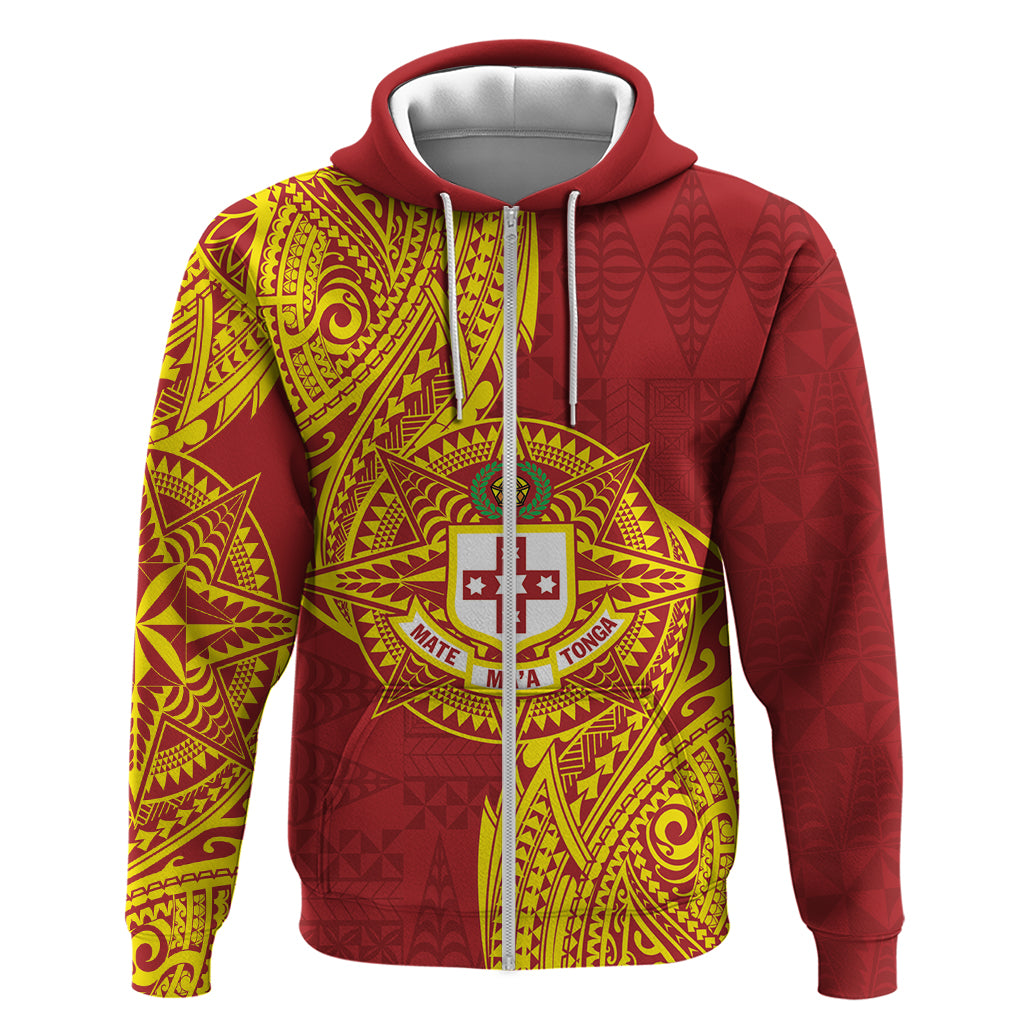 Personalised Kolisi Tonga Atele Zip Hoodie Since 1882 Simple Ngatu Pattern