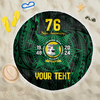Personalised Tonga Liahona High School 76th Anniversary Beach Blanket Special Kupesi Pattern LT9 One Size 150cm Green - Polynesian Pride