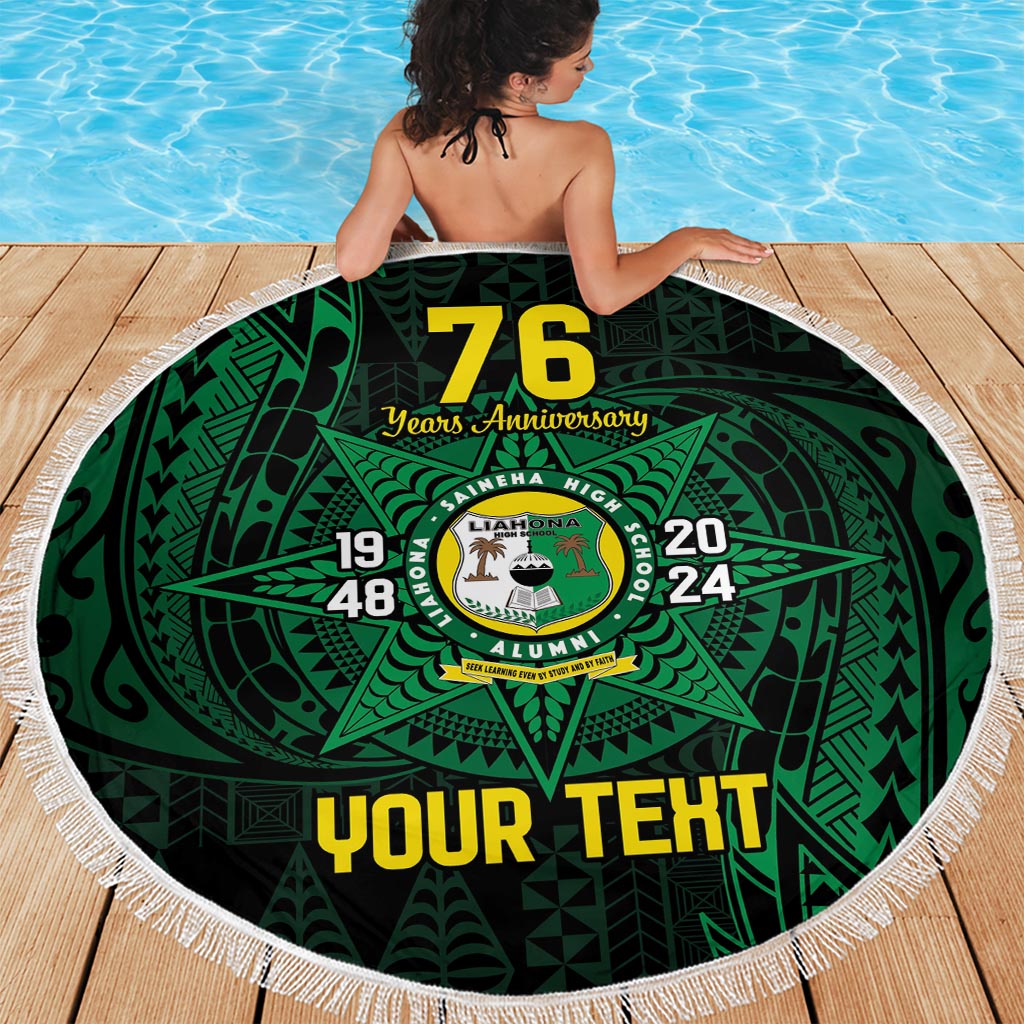 Personalised Tonga Liahona High School 76th Anniversary Beach Blanket Special Kupesi Pattern LT9 - Polynesian Pride