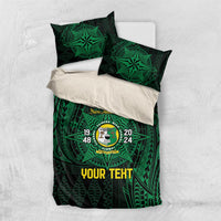 Personalised Tonga Liahona High School 76th Anniversary Bedding Set Special Kupesi Pattern LT9 US Twin 172cm x 218cm Green - Polynesian Pride