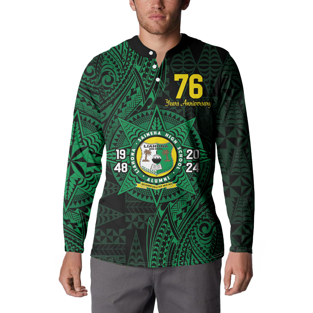 Personalised Tonga Liahona High School 76th Anniversary Button Sweatshirt Special Kupesi Pattern LT9 - Polynesian Pride