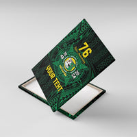 Personalised Tonga Liahona High School 76th Anniversary Canvas Wall Art Special Kupesi Pattern LT9 With Frame Green - Polynesian Pride