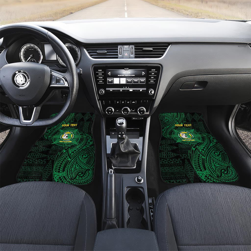 Personalised Tonga Liahona High School 76th Anniversary Car Mats Special Kupesi Pattern LT9 Set 2pcs - Front Green - Polynesian Pride