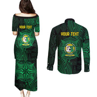 Personalised Tonga Liahona High School 76th Anniversary Couples Matching Puletasi and Long Sleeve Button Shirt Special Kupesi Pattern LT9 - Polynesian Pride