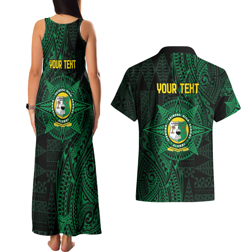 Personalised Tonga Liahona High School 76th Anniversary Couples Matching Tank Maxi Dress and Hawaiian Shirt Special Kupesi Pattern LT9 - Polynesian Pride