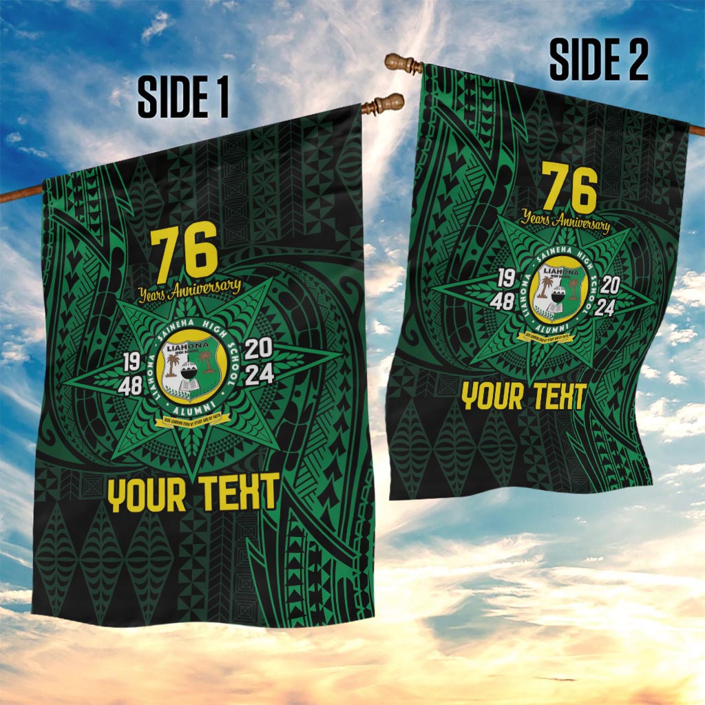 Personalised Tonga Liahona High School 76th Anniversary Garden Flag Special Kupesi Pattern LT9 - Polynesian Pride