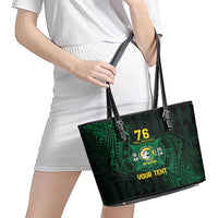 Personalised Tonga Liahona High School 76th Anniversary Leather Tote Bag Special Kupesi Pattern LT9 - Polynesian Pride