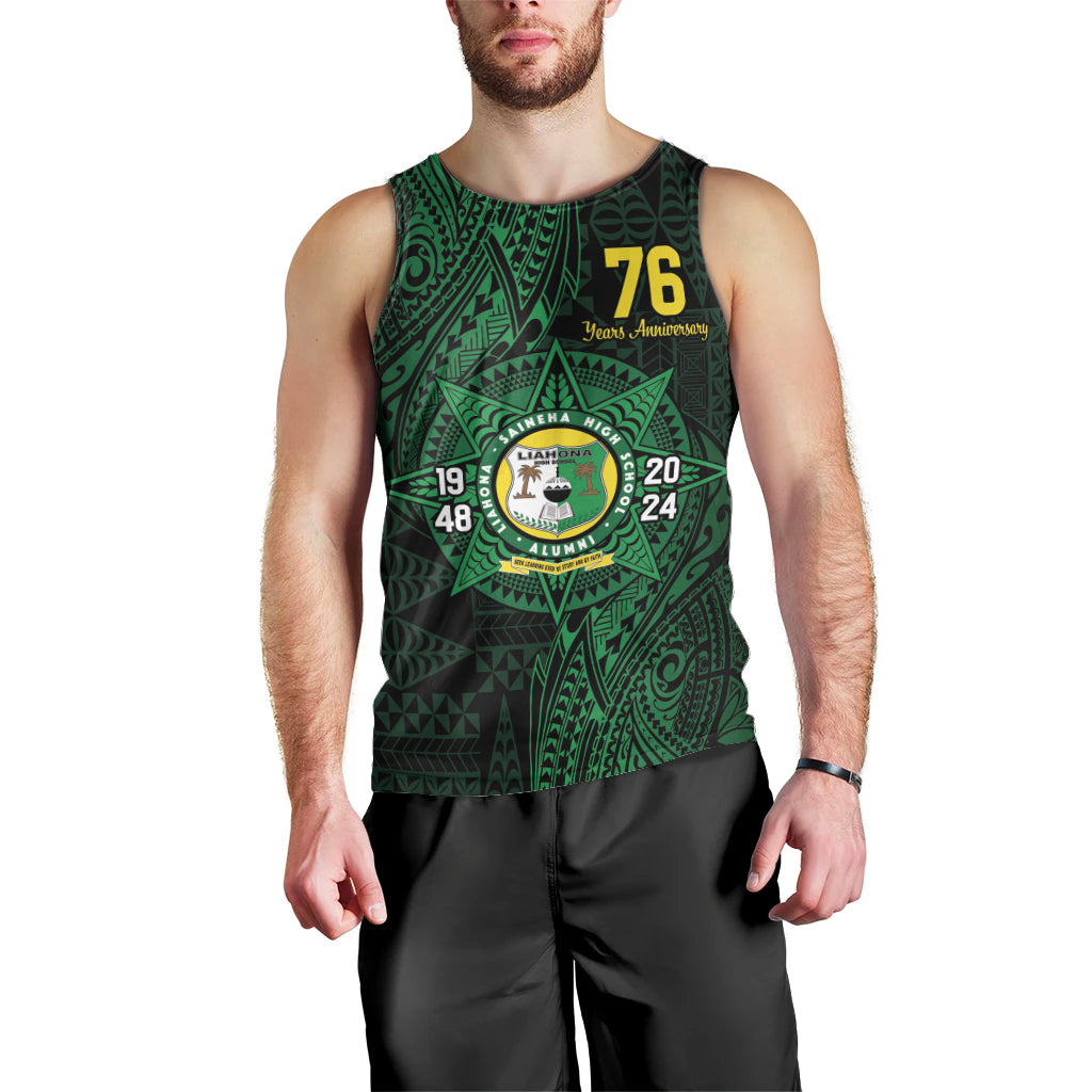 Personalised Tonga Liahona High School 76th Anniversary Men Tank Top Special Kupesi Pattern LT9 - Polynesian Pride
