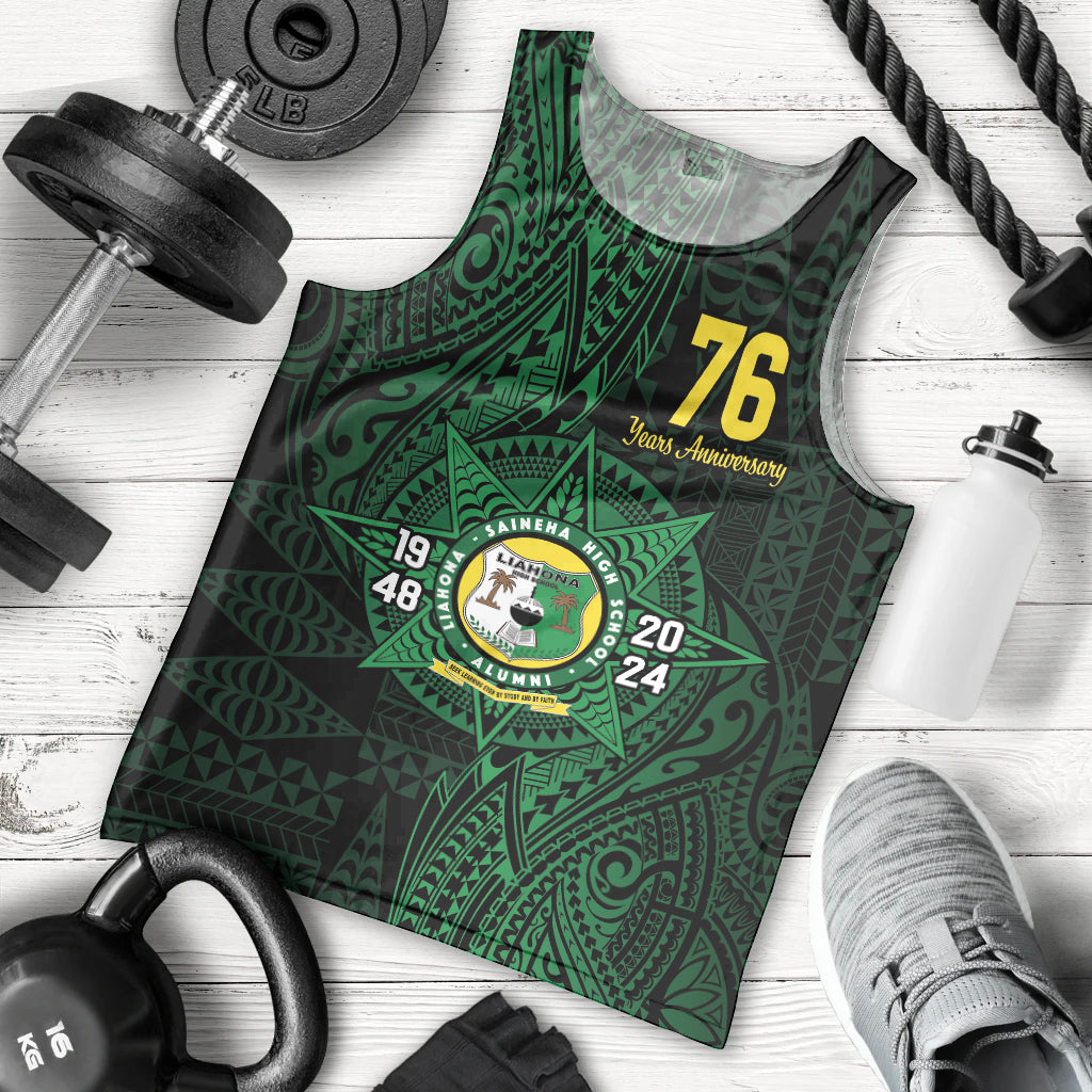 Personalised Tonga Liahona High School 76th Anniversary Men Tank Top Special Kupesi Pattern LT9 - Polynesian Pride