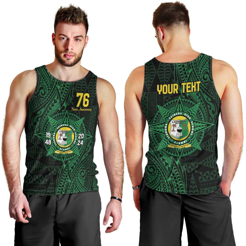 Personalised Tonga Liahona High School 76th Anniversary Men Tank Top Special Kupesi Pattern LT9 - Polynesian Pride