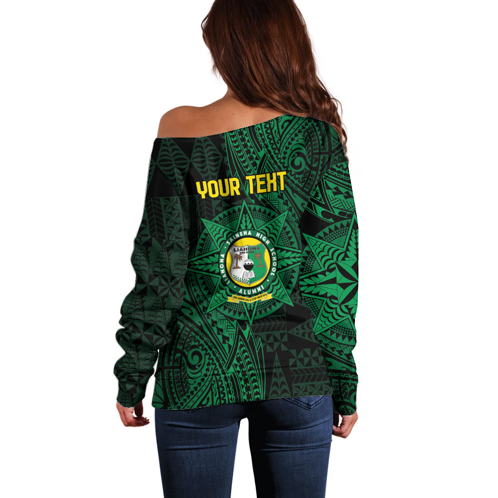 Personalised Tonga Liahona High School 76th Anniversary Off Shoulder Sweater Special Kupesi Pattern