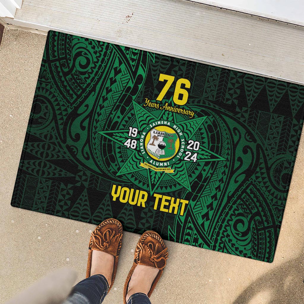 Personalised Tonga Liahona High School 76th Anniversary Rubber Doormat Special Kupesi Pattern LT9 - Polynesian Pride