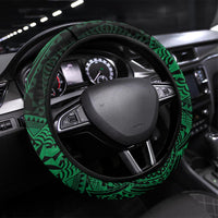 Tonga Liahona High School 76th Anniversary Steering Wheel Cover Special Kupesi Pattern LT9 Universal Fit Green - Polynesian Pride