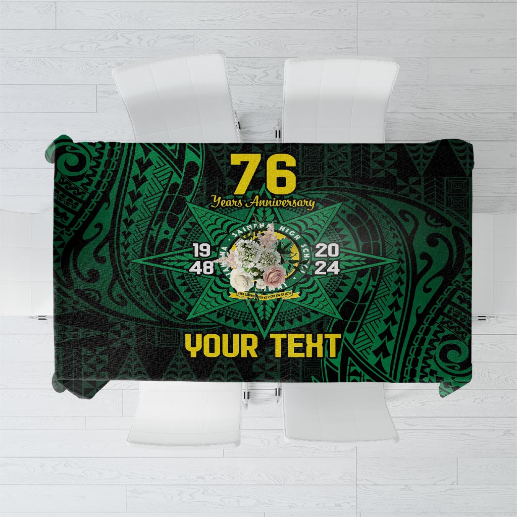 Personalised Tonga Liahona High School 76th Anniversary Tablecloth Special Kupesi Pattern LT9 Green - Polynesian Pride