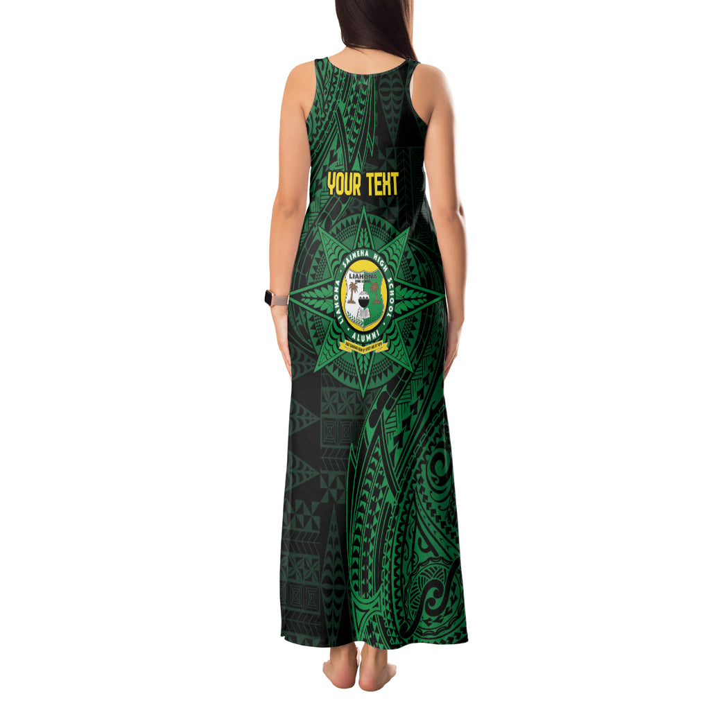 Personalised Tonga Liahona High School 76th Anniversary Tank Maxi Dress Special Kupesi Pattern LT9 - Polynesian Pride