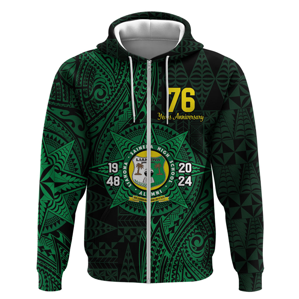 Personalised Tonga Liahona High School 76th Anniversary Zip Hoodie Special Kupesi Pattern