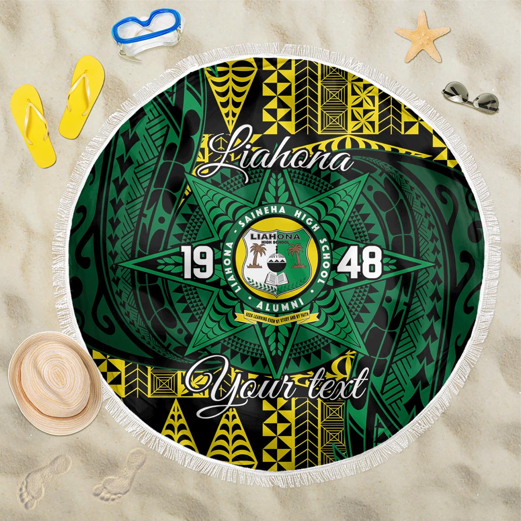Personalised Tonga Liahona High School Beach Blanket Since 1948 Special Kupesi Pattern