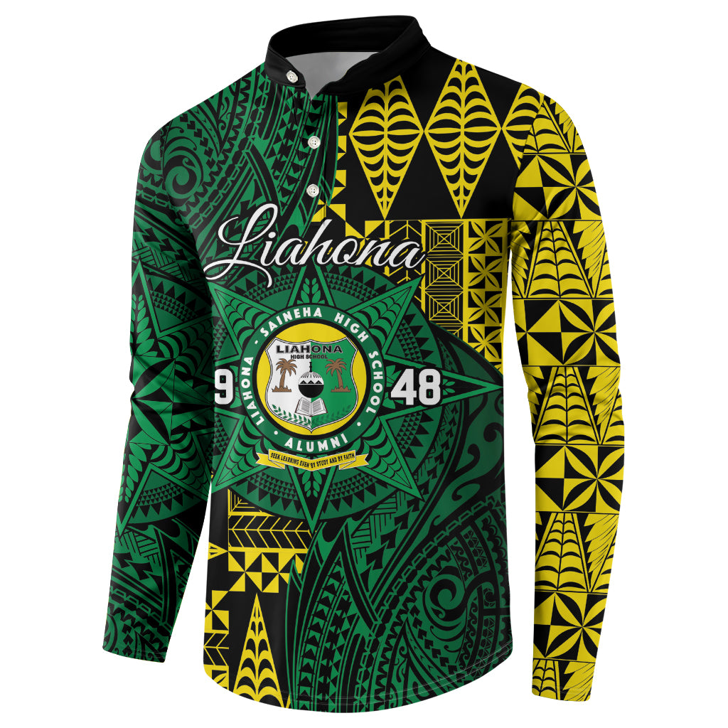 Personalised Tonga Liahona High School Button Sweatshirt Since 1948 Special Kupesi Pattern LT9 - Polynesian Pride