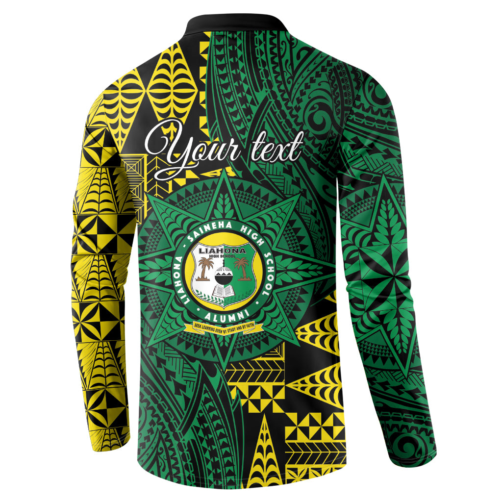 Personalised Tonga Liahona High School Button Sweatshirt Since 1948 Special Kupesi Pattern LT9 - Polynesian Pride