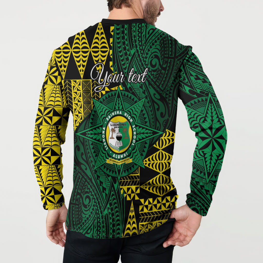 Personalised Tonga Liahona High School Button Sweatshirt Since 1948 Special Kupesi Pattern LT9 - Polynesian Pride