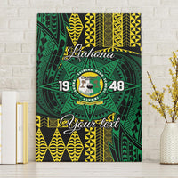 Personalised Tonga Liahona High School Canvas Wall Art Since 1948 Special Kupesi Pattern LT9 Without Frame Green - Polynesian Pride