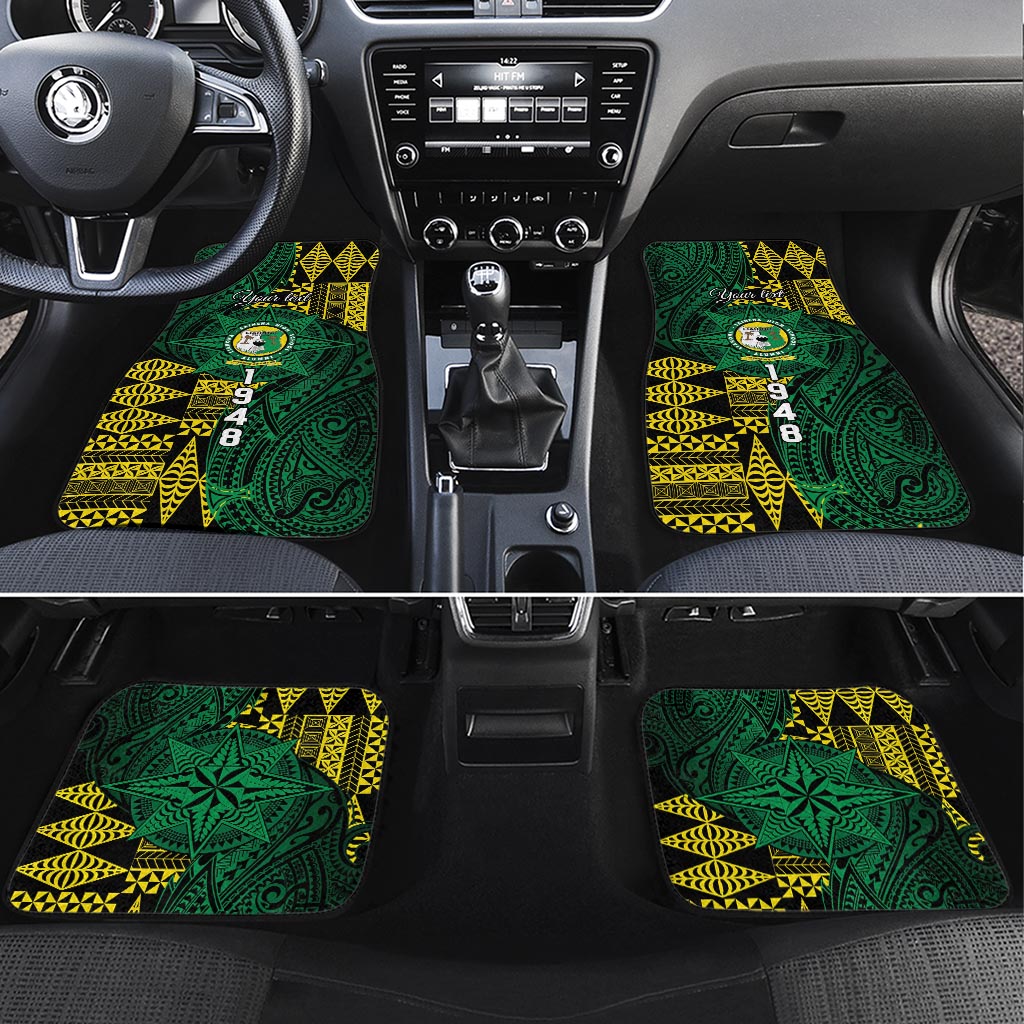 Personalised Tonga Liahona High School Car Mats Since 1948 Special Kupesi Pattern LT9 Set 4pcs Green - Polynesian Pride