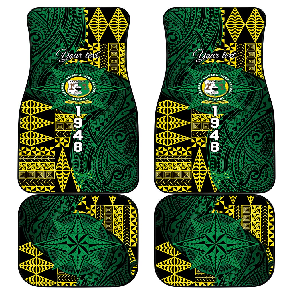 Personalised Tonga Liahona High School Car Mats Since 1948 Special Kupesi Pattern LT9 - Polynesian Pride