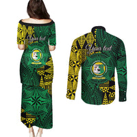Personalised Tonga Liahona High School Couples Matching Puletasi and Long Sleeve Button Shirt Since 1948 Special Kupesi Pattern LT9 - Polynesian Pride