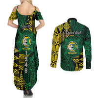 Personalised Tonga Liahona High School Couples Matching Summer Maxi Dress and Long Sleeve Button Shirt Since 1948 Special Kupesi Pattern LT9 - Polynesian Pride