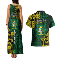 Personalised Tonga Liahona High School Couples Matching Tank Maxi Dress and Hawaiian Shirt Since 1948 Special Kupesi Pattern LT9 - Polynesian Pride