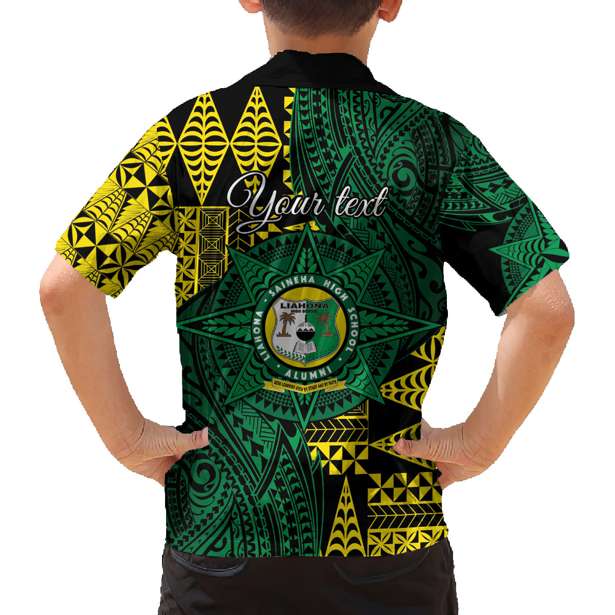 Personalised Tonga Liahona High School Family Matching Puletasi and Hawaiian Shirt Since 1948 Special Kupesi Pattern LT9 - Polynesian Pride