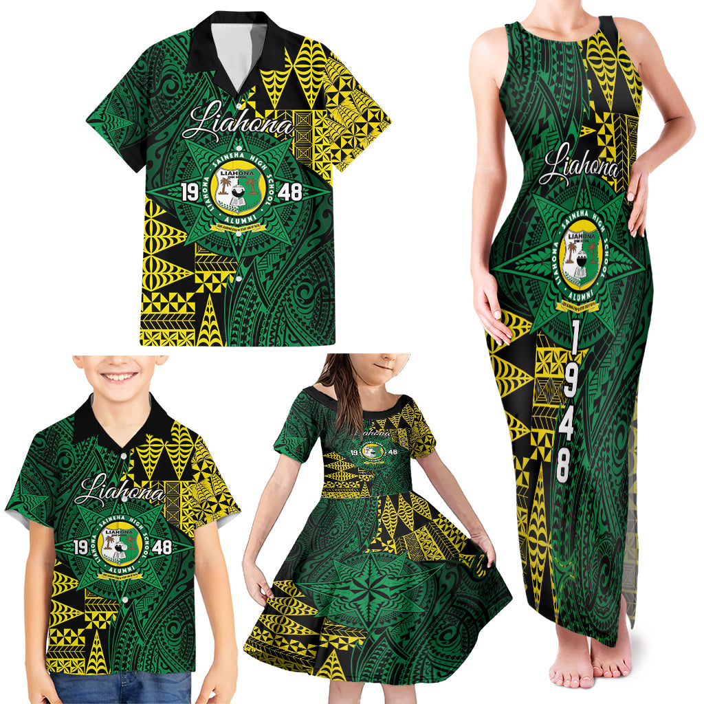 Personalised Tonga Liahona High School Family Matching Tank Maxi Dress and Hawaiian Shirt Since 1948 Special Kupesi Pattern LT9 - Polynesian Pride