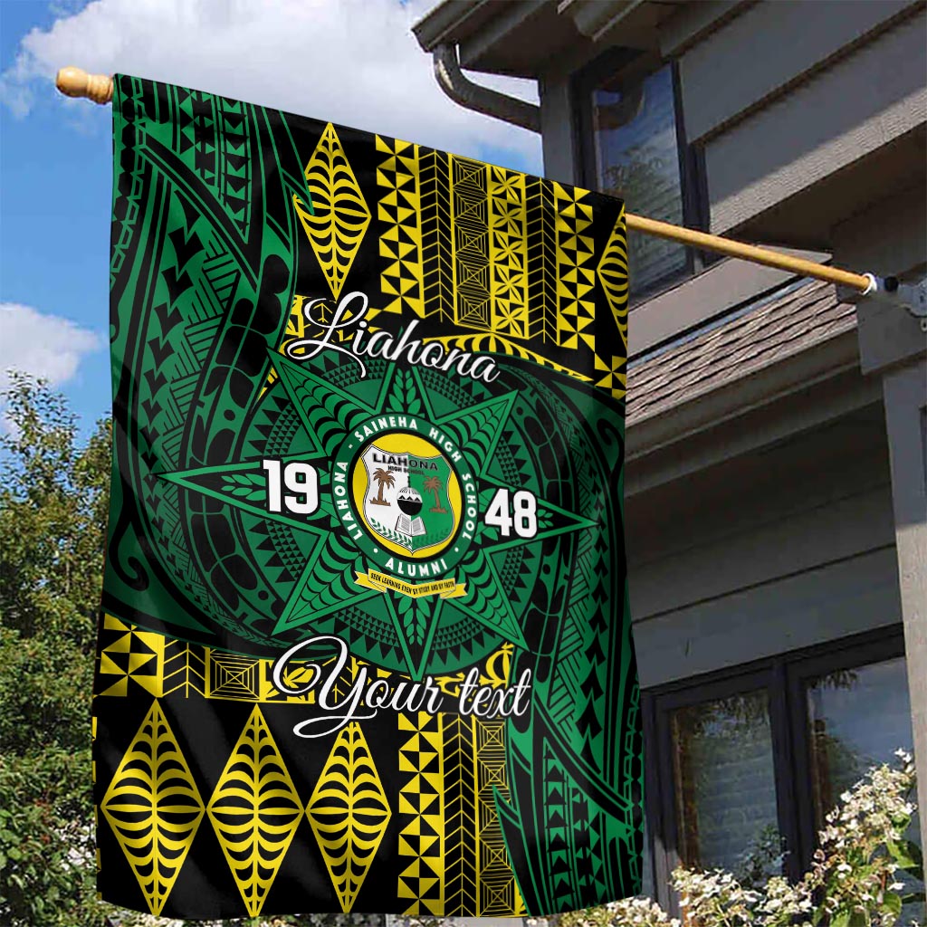 Personalised Tonga Liahona High School Garden Flag Since 1948 Special Kupesi Pattern LT9 - Polynesian Pride